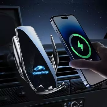 Автомобильный кронштейн для мобильного телефона, автоматическое открытие и закрытие, универсальный держатель для автомобильного телефона с беспроводной зарядкой, автомобильный вентиляционный кронштейн для автомобиля чёрный