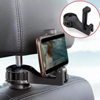 Автомобильный крючок, черный держатель для телефона, крючок, многофункциональный автомобильный держатель для телефона с замком, креативный крючок для подголовника сзади, автомобильный универсальный чёрный