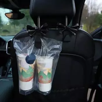 Автомобильный крючок для подголовника, широкое применение, простая установка, милый бант, авто кошелек, сумка, вешалка, органайзер для хранения, крючок коричневый