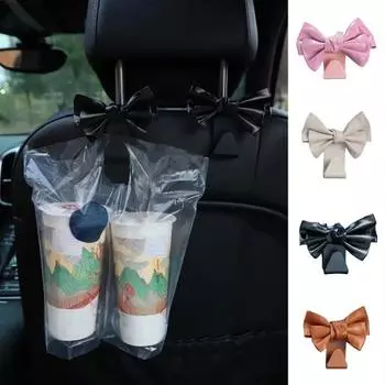 Автомобильный крючок для подголовника, широкое применение, простая установка, милый бант, авто кошелек, сумка, вешалка, органайзер для хранения, крючок белый
