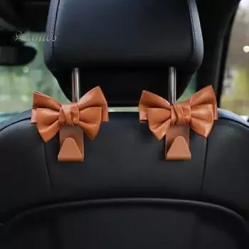Автомобильный крючок для подголовника, широкое применение, простая установка, милый бант, авто кошелек, сумка, вешалка, органайзер для хранения, крючок белый