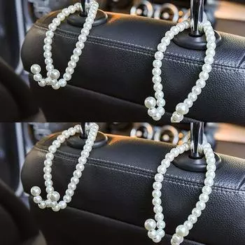 Автомобильный крючок для заднего сиденья, белый жемчужный вешалка, автомобильный крючок, полуоткрытый дизайн, автомобильный крючок, крючок для подголовника автомобильного сиденья из нержавеющей стали, автомобильные аксессуары