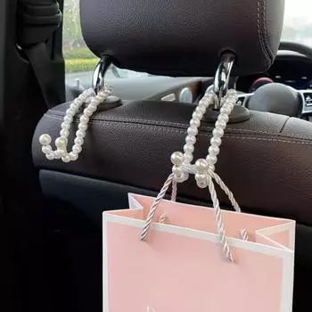 Автомобильный крючок для заднего сиденья, белый жемчужный вешалка, автомобильный крючок, полуоткрытый дизайн, автомобильный крючок, крючок для подголовника автомобильного сиденья из нержавеющей стали, автомобильные аксессуары