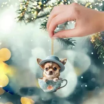 Автомобильный кулон, акриловая чашка для животных, декор для зеркала заднего вида автомобиля, декор для салона автомобиля, симпатичный автомобильный орнамент 2D акрил CHINA