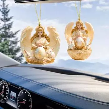 Автомобильный кулон Angel Bunny 2D, плоский акриловый подвесной аксессуар для заднего вида автомобиля