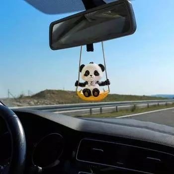 Автомобильный кулон, милый кулон, качели, панда, изысканный яркий подвесной орнамент для зеркала заднего вида, авто