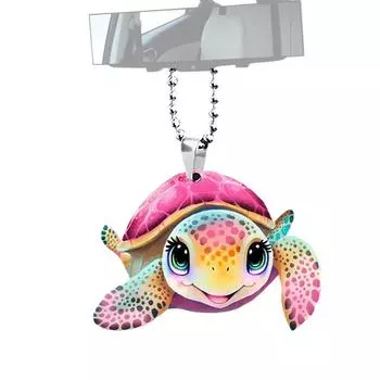 Автомобильный кулон с черепахой, украшение для интерьера автомобиля, креативные аксессуары для интерьера автомобиля, 2D акриловый кулон-шарм, зеркало заднего вида, аксессуар для интерьера автомобиля