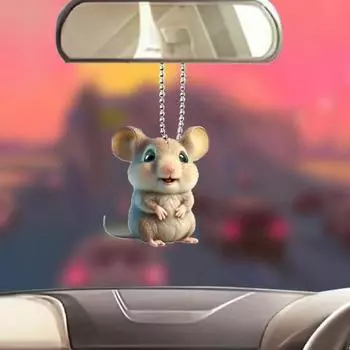 Автомобильный кулон в форме мыши, автоматическое зеркало заднего вида, украшение, очаровательный внешний вид, легко повесить, подвеска в виде животного, аксессуары для салона автомобиля