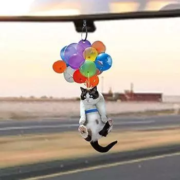 Автомобильный кулон, воздушный шар, кошка, собака, подвесной орнамент со шнурком, легко повесить, реалистичный вид, очаровательное животное, авто зеркало заднего вида, орнамент C