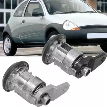 Автомобильный левый/правый цилиндр для Courier/Fiesta/KA с 2 ключами, сменный набор замков, слесарные инструменты, аксессуары для замков серебряный