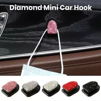 Автомобильный липкий крючок, многофункциональный клейкий крючок для автомобиля, блестящий дизайн со стразами, крючок для хранения автомобиля, украшение розовый
