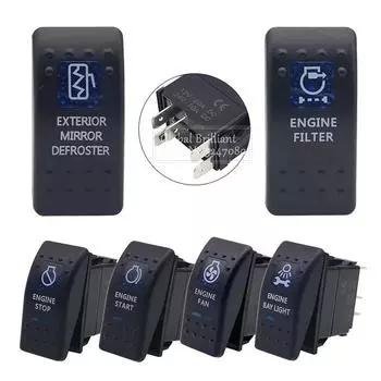 Автомобильный лодочный караван клавишные переключатели водонепроницаемый 12 В/24 В 5-контактный клавишный переключатель двойной синий светодиодный светильник бар #19. ЗАПУСК ДВИГАТЕЛЯ мгновенно