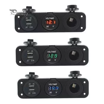 Автомобильный лодочный USB-зарядный вольтметр розетка с 3 отверстиями панель синий