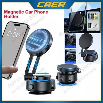 Автомобильный магнитный держатель для телефона с электрической присоской, складной вращающийся на 360° кронштейн, суперустойчивая подставка с переключателем для iPhone 16 15