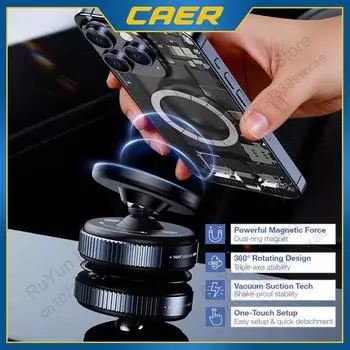 Автомобильный магнитный держатель для телефона с вакуумной присоской, вращающийся на 360° кронштейн для лобовых стекол Windows, супер сильная адсорбция для iPhone 16