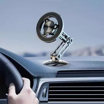 Автомобильный магнитный держатель для телефона, сверхмагнитный автомобильный держатель для телефона из алюминиевого сплава, длинный держатель для телефона, вращающийся на 360 градусов, складной магнитный держатель золотой