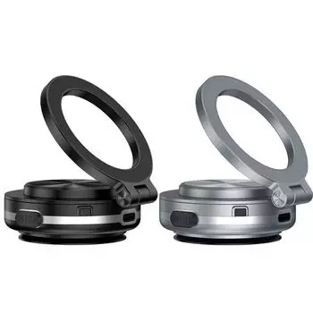 Автомобильный магнитный держатель для телефона, вакуумный двухсторонний магнитный держатель для телефона с присоской, складной кронштейн для телефона, вращающийся на 360 градусов, подставка для телефона серебряный