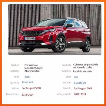 Автомобильный магнитный солнцезащитный козырек для Peugeot 5008 P87 GT Line 2018~2024, шторка на лобовое стекло, солнцезащитный козырек, крышка люка, аксессуары 2018-2024