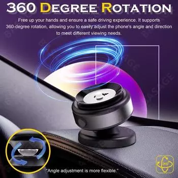 Автомобильный магнитный вакуумный адсорбционный кронштейн, вращающийся на 360 градусов, держатель для мобильного телефона из алюминиевого сплава для смартфонов с диагональю 4,7 дюйма или выше серебряный