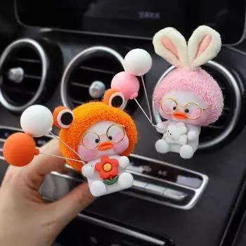 Автомобильный маленький парфюм, ароматерапия, кондиционер, выход для воздуха, милый мультяшный аромат утки, клипса, прочный аромат, товары для украшения интерьера автомобиля для женщин 10.5cm8.5cm