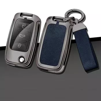 Автомобильный металлический чехол для ключа, чехол-брелок для VW Volkswagen Polo Tiguan Passat Golf Jetta Lavida Skoda Octavia, аксессуары для корпуса серебряный серый
