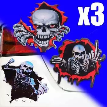 Автомобильный металлический череп светоотражающая наклейка ужас выглядывающий череп голова ПЭТ светоотражающая пленка наклейка авто мотоцикл кузов модификация