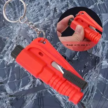 Автомобильный молоток безопасности Мини-автомобиль с многофункциональным аварийным молотком для разбивания стекла Спасательный молоток для окна автомобиля Red - with whistle-1pcs