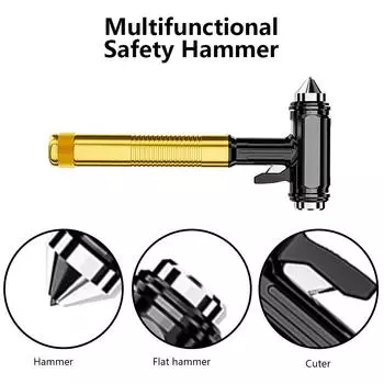 Автомобильный молоток для безопасности, молоток для разбивания окон, алюминиевый сплав, молоток для пожарной эвакуации, многофункциональный спасательный молоток для стекла автомобиля золотой