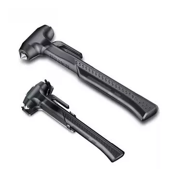 Автомобильный молоток с основанием - Разбиватель окон и резак R-7115 чёрный