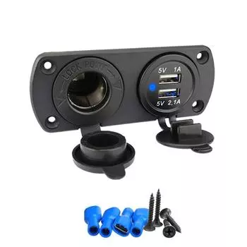 Автомобильный мотоцикл 12 В-24 В адаптер питания двойной USB зарядное устройство розетка для крепления на панели синий