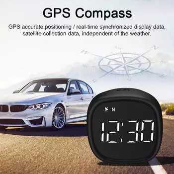 Автомобильный мотоцикл HUD Дисплей на лобовом стекле Светодиодный цифровой GPS-спидометр Поддержка миль в час/кмч Отображение времени White Display