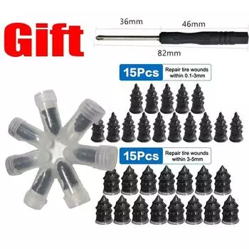 Автомобильный мотоцикл, вакуумный ремонт шин, гвозди, грузовик, скутер, велосипед, ремонт прокола шин, бескамерные инструменты, резиновые металлические аксессуары, 10/30 шт. 10pcs Mix