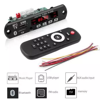 Автомобильный MP3 MP5 плеер детекторная плата Bluetooth 5.0 аудио модуль поддержка USB TF MP3 WAV MP4 MP5 функция декодирования без потерь автомобильный комплект China
