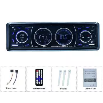 Автомобильный MP3-плеер 1 Din, FM-радио-тюнер со светодиодными сегментными дисплеями, вход AUX, зарядка через USB, функция Bluetooth с дистанционным управлением 8808 8808 car radio