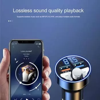 Автомобильный MP3-плеер Автомобильный Bluetooth-приемник Мобильный телефон Навигация Звонок Автомобильное зарядное устройство Вспышка Зарядка Автомобиль Универсальный чёрный