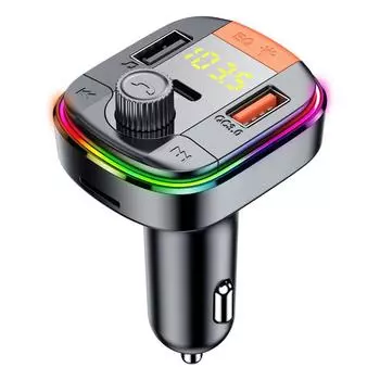 Автомобильный MP3-плеер с Bluetooth-приемником, функцией громкой связи QC3.0+PD18W, быстрой зарядкой, FM-передатчиком с красочной атмосферной подсветкой CHINA