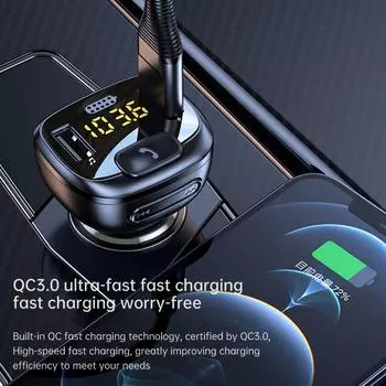 Автомобильный MP3-плеер с поддержкой Bluetooth, 5.0 FM-передатчик, два USB-порта, быстрое зарядное устройство QC3.0, аудиоприемник, поддержка карт памяти U-disk TF