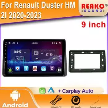 Автомобильный мультимедийный центр Радио Carplay Навигация Стерео 2 Din Сенсорный экран Android OS Для Renault Duster HM 2I 2020-2023 4 core 1GB+32GB carplay