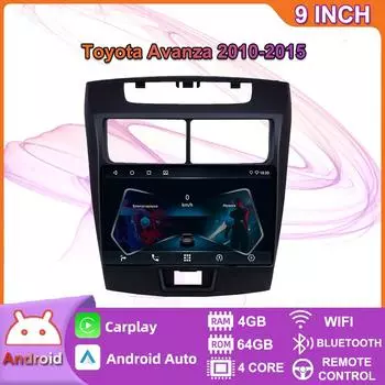 Автомобильный мультимедийный плеер Android 2 Din для Toyota Avanza 2010-2015, головное устройство, стерео Carplay, GPS-навигация, BT, WIFI, 4 + 64 ГБ 2+32GB