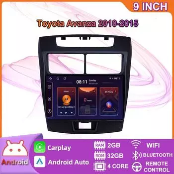 Автомобильный мультимедийный плеер Android 2 Din для Toyota Avanza 2010-2015, головное устройство, стерео Carplay, GPS-навигация, BT, WIFI, 2 + 32 ГБ 2+32GB