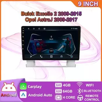 Автомобильный мультимедийный плеер Android 2 Din для Buick Excelle 2 2009-2015 Opel Astra J 2009-2017 головное устройство стерео Carplay GPS-навигация BT WIFI 4 + 64 ГБ 2+32GB