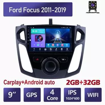 Автомобильный мультимедийный плеер Android 2 Din для Ford Focus 2011-2019, головное устройство, стерео Carplay, GPS-навигация, BT, WIFI, 2 + 32 ГБ 1+16GB