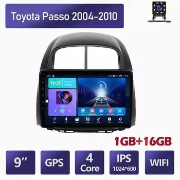 Автомобильный мультимедийный плеер Android 2 Din для Toyota Passo 2004-2010 Daihatsu Boon Sirion Subaru, головное устройство, стерео GPS-навигация, BT, WIFI, 1 + 16 ГБ 1+16GB