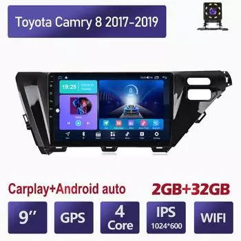 Автомобильный мультимедийный плеер Android 2 Din для Toyota Camry 8 2017-2019, головное устройство, стерео Carplay, GPS-навигация, BT, WIFI, 2 + 32 ГБ 1+16GB