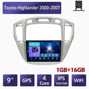 Автомобильный мультимедийный плеер Android 2 Din для Toyota Highlander 2000-2007, головное устройство, стерео Carplay, GPS-навигация, BT, WIFI, 1 + 16 ГБ 1+16GB