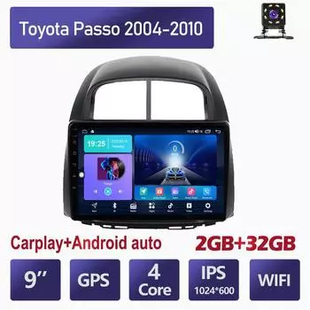 Автомобильный мультимедийный плеер Android 2 Din для Toyota Passo 2004-2010 Daihatsu Boon Sirion Subaru, головное устройство, стерео Carplay, GPS-навигация, BT, WIFI, 2 + 32 ГБ 1+16GB
