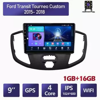 Автомобильный мультимедийный плеер Android 2 Din для Ford Transit Tourneo Custom 2015-2018, головное устройство, стерео GPS-навигация, BT, WIFI, 1 + 16 ГБ 1+16GB
