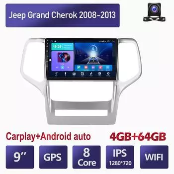 Автомобильный мультимедийный плеер Android 2 Din для Jeep Grand Cherok 2008-2013, головное устройство, стерео Carplay, GPS-навигация, BT, WIFI, 4 + 64 ГБ 2+32GB