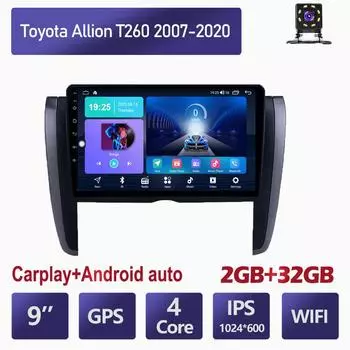 Автомобильный мультимедийный плеер Android 2 Din для Toyota Allion T260 2007-2020, головное устройство, стерео Carplay, GPS-навигация, BT, WIFI, 2 + 32 ГБ 1+16GB