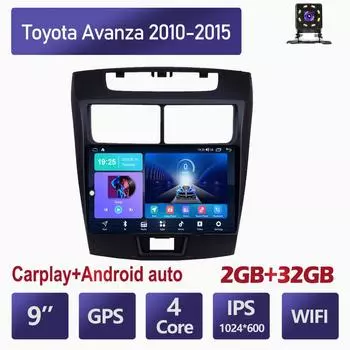 Автомобильный мультимедийный плеер Android 2 Din для Toyota Avanza 2010-2015, головное устройство, стерео Carplay, GPS-навигация, BT, WIFI, 2 + 32 ГБ 1+16GB